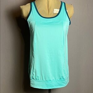 Prana Aqua Athletic Tank with Navy Trim built in bra